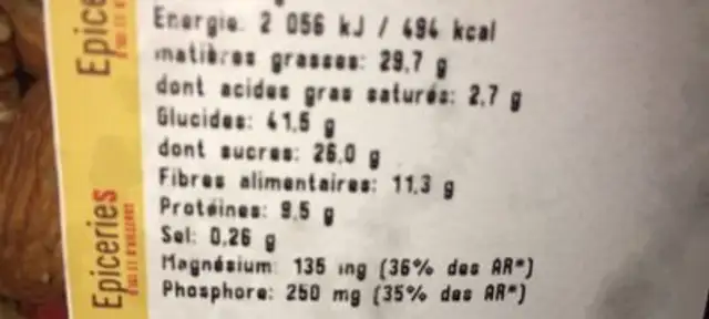 Melange bien-être nutrition facts table