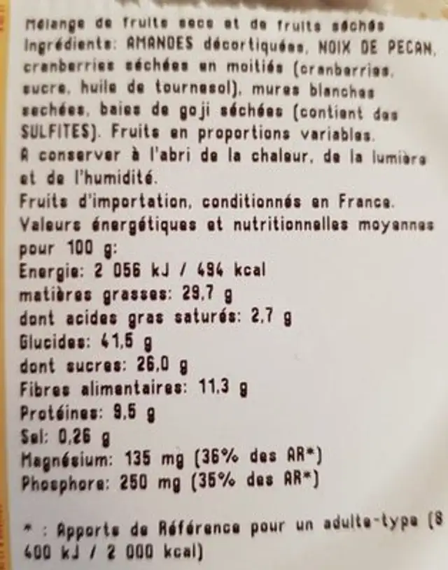 Mélange bien être ingredients label