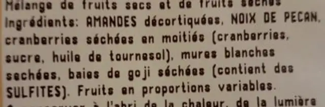 Mélange bien être ingredients label
