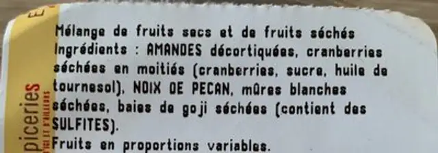 Mélange bien-etre ingredients label