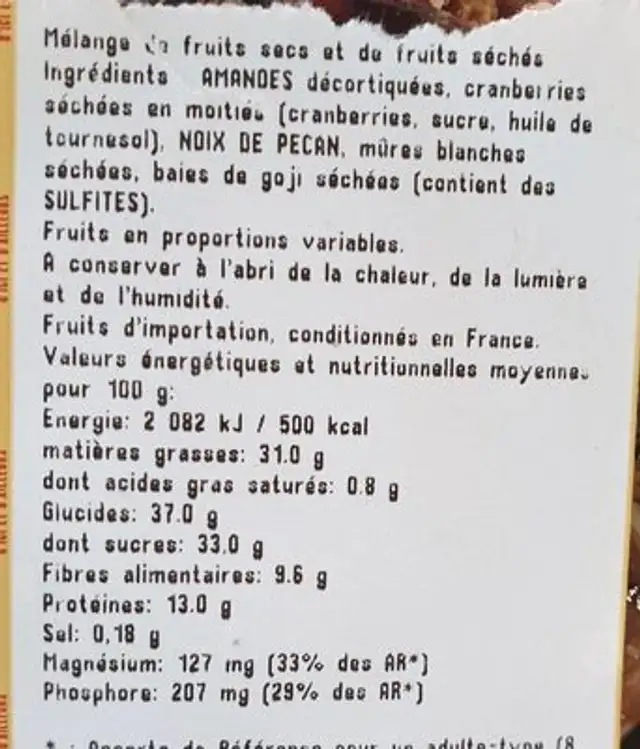 Mélange bien être ingredients label