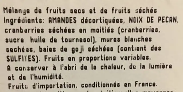 Mélange bien être ingredients label