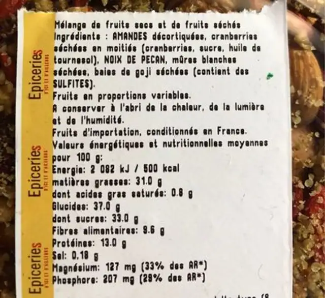 Melange bien etre ingredients label