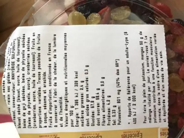 Mélange vitalité ingredients label