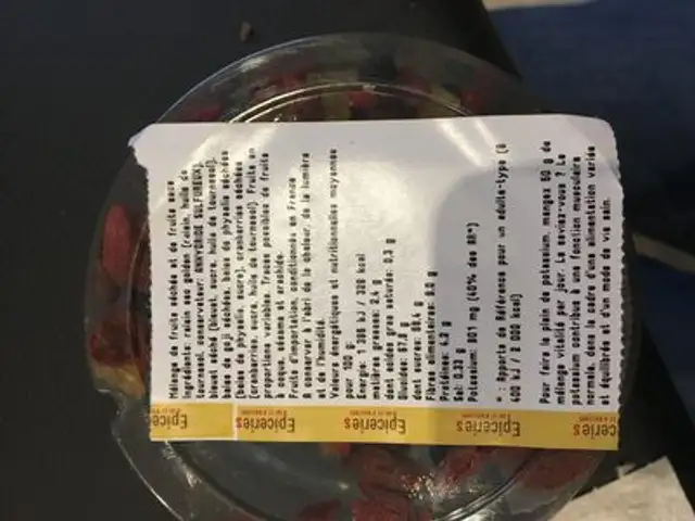Melange vitalite ingredients label