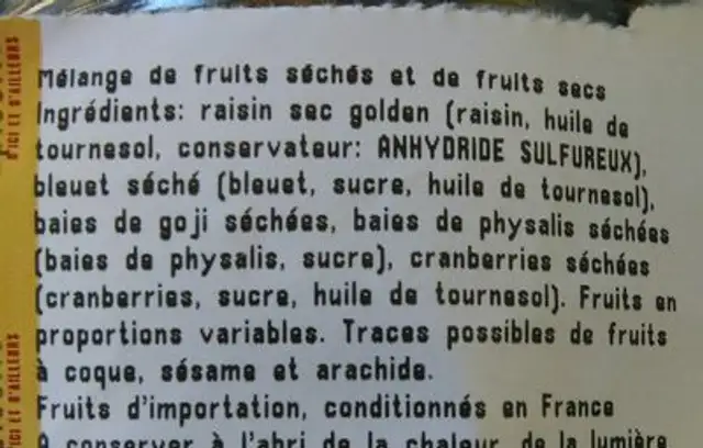 Mélange vitalité ingredients label