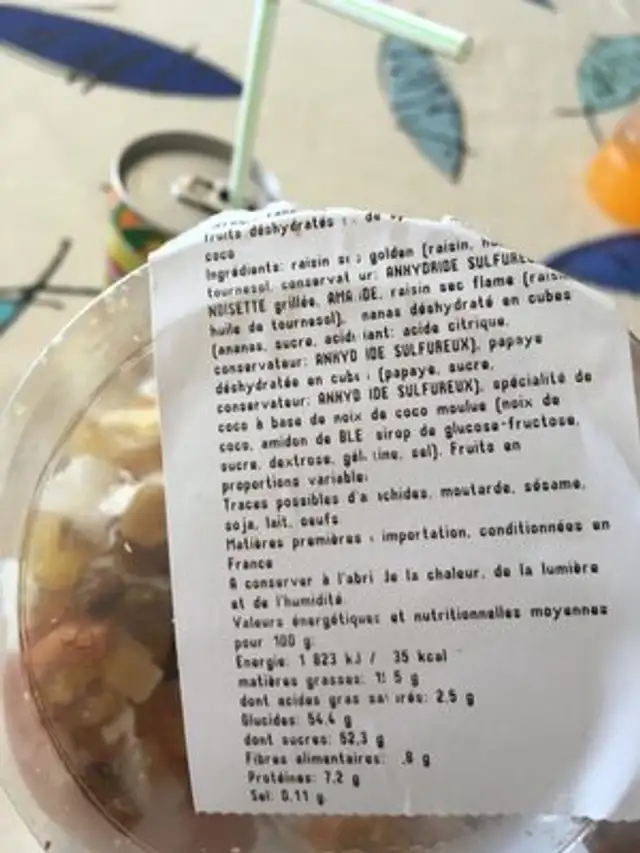Melange craïbes ingredients label