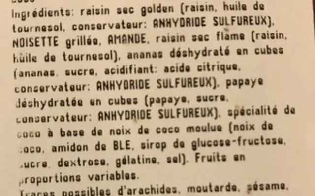Melange caraibes ingredients label