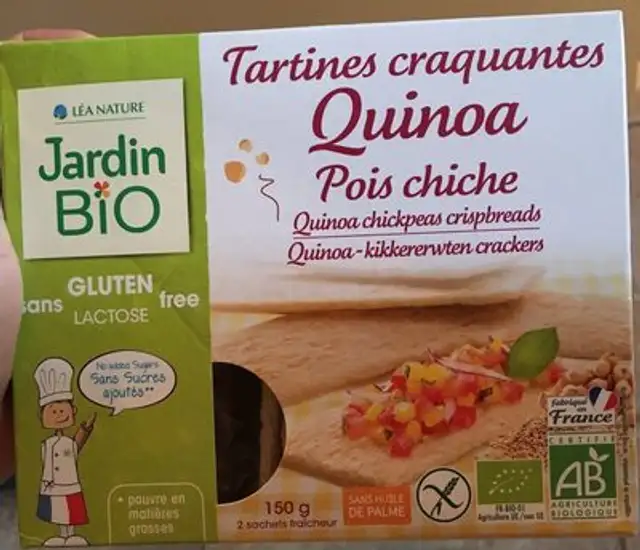 Tartines craquantes quinoa, pois chiche front packaging