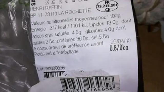Saucisson sec à l'ancienne ingredients label