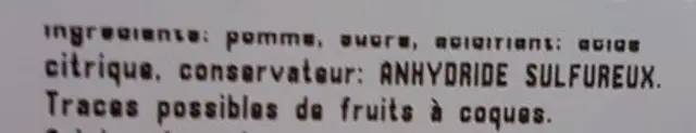 Pommes déshydratées en tranches ingredients label