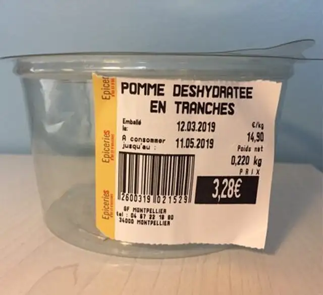 Pomme deshydratee en tranches