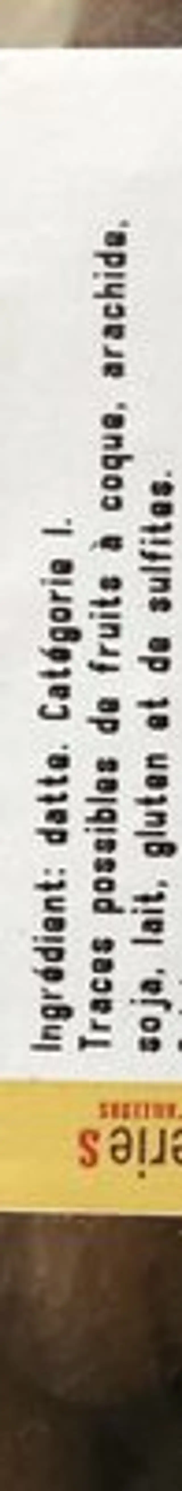 Datte branchée Deglet ingredients label