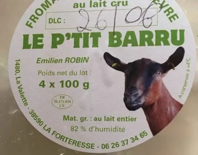 Fromage blanc de chèvre ingredients label