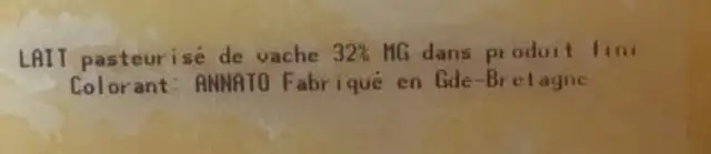 Cheddar rouge ingredients label