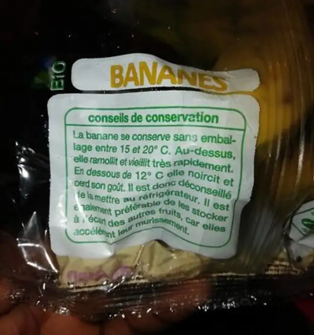 Bananes ingredients label