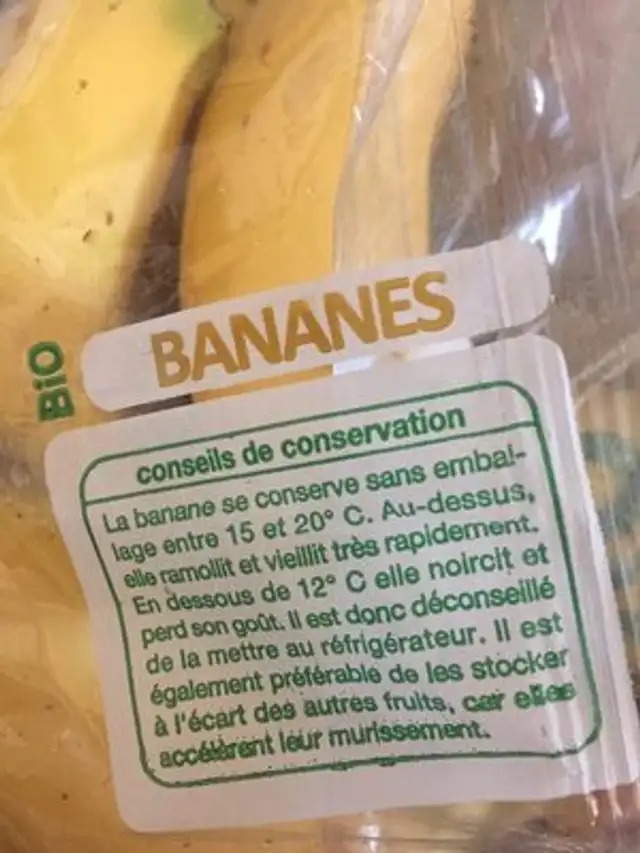 Banane ingredients label