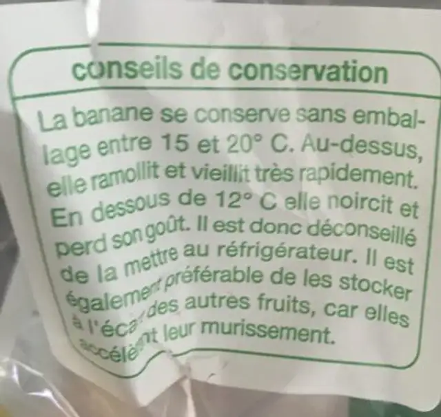 Bananes bio ingredients label