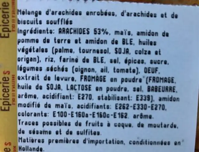 Melange mexicain ingredients label