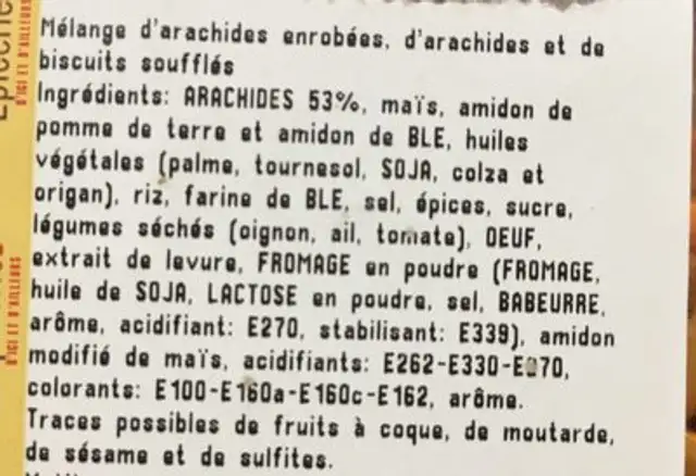 Melange mexicain ingredients label