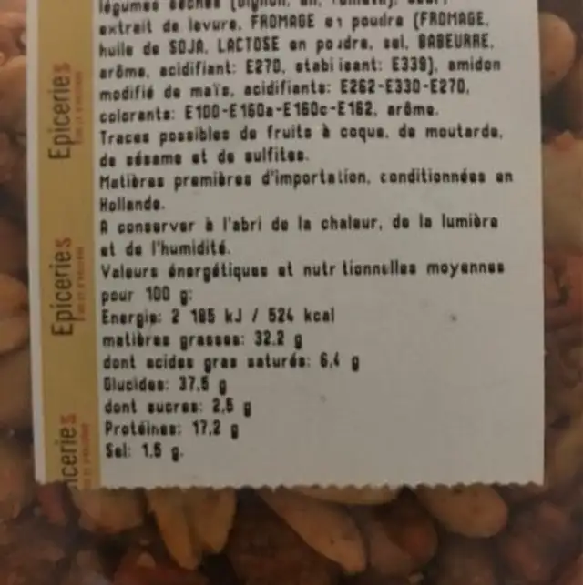 Melange mexicaun nutrition facts table