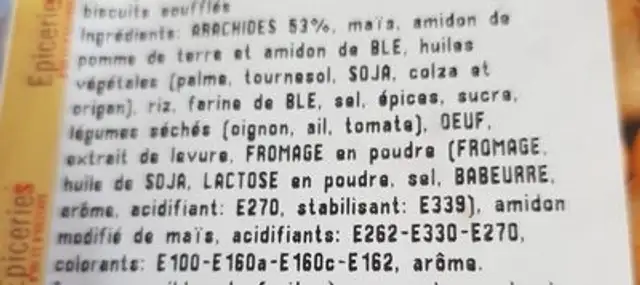 Mélange mexicain ingredients label