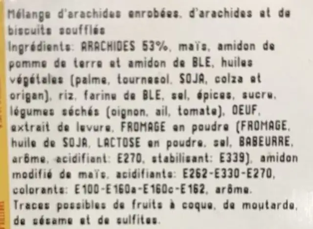 Melange mexicain ingredients label
