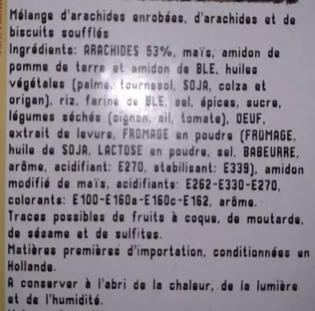 Melage aperitif mexixain ingredients label