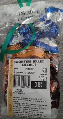 Assortiment boules chocolats front packaging