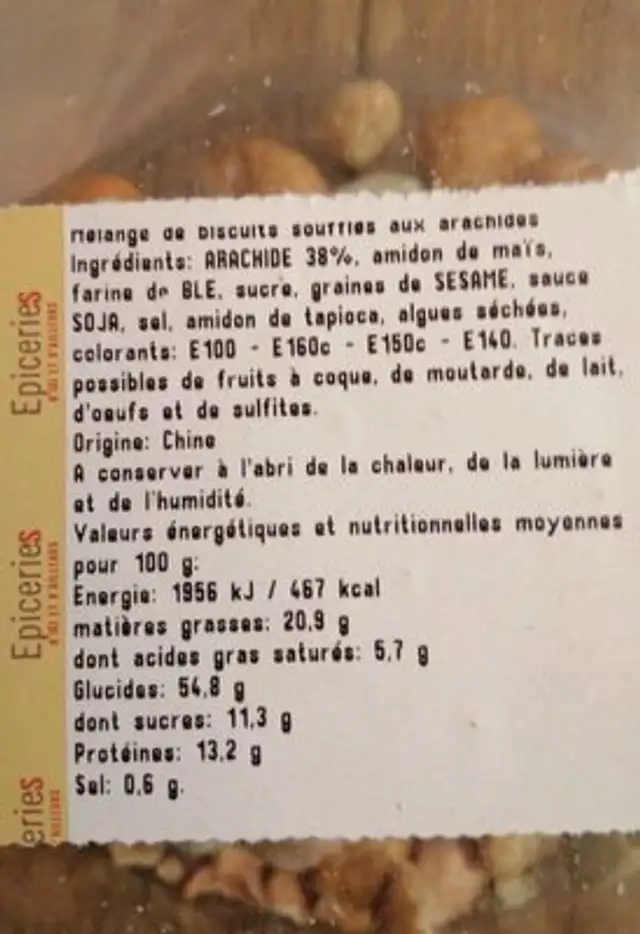 Mélange Tokyo ingredients label