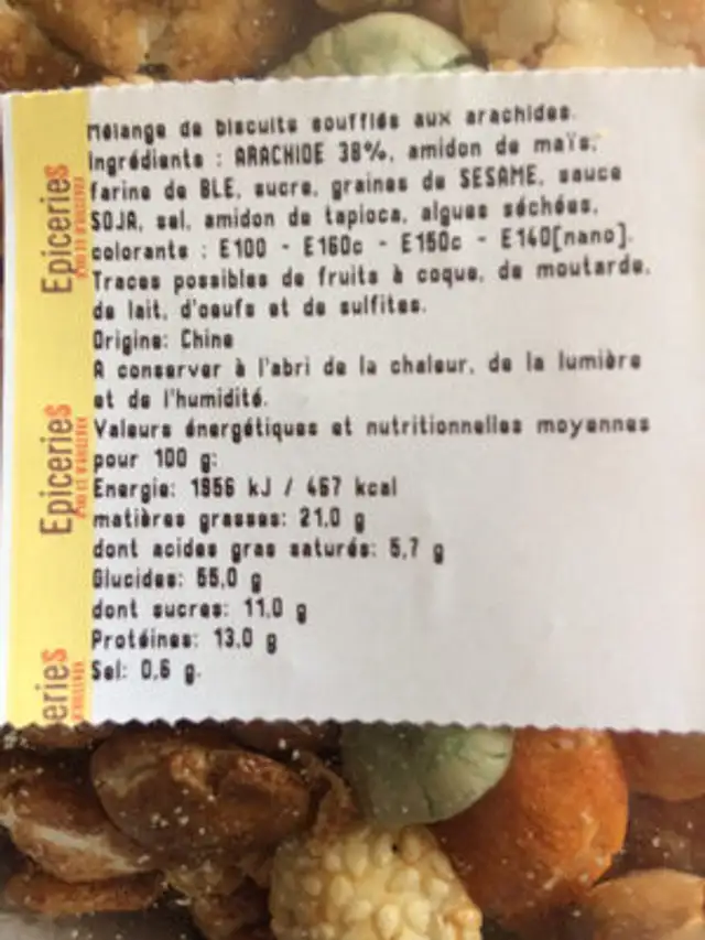Melange tokyo ingredients label