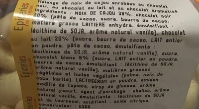 Noix de cajou mix ingredients label