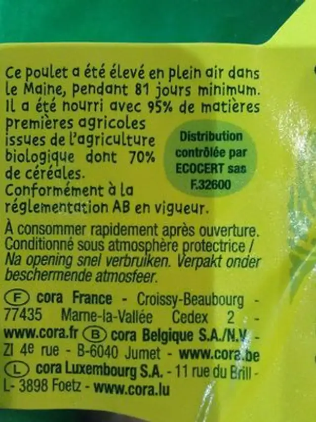 2 cuisses de poulet ingredients label