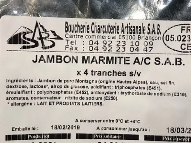 Jambon Marmite ingredients label
