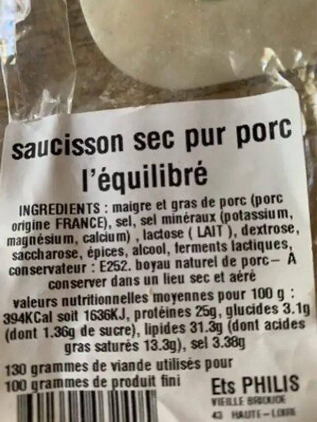 L'Equilibré ingredients label