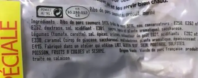 Ribs a griller ingredients label