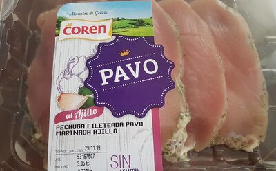 Pechuga de pavo fileteada marinada al ajillo front packaging