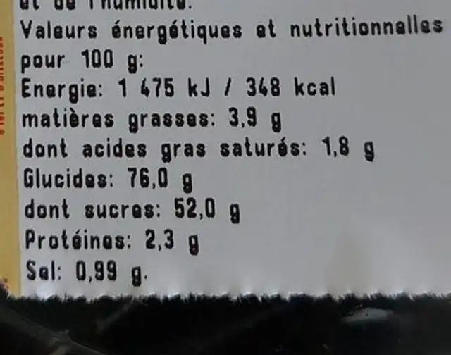 Cocobat confiserie aromatisée au réglisse nutrition facts table