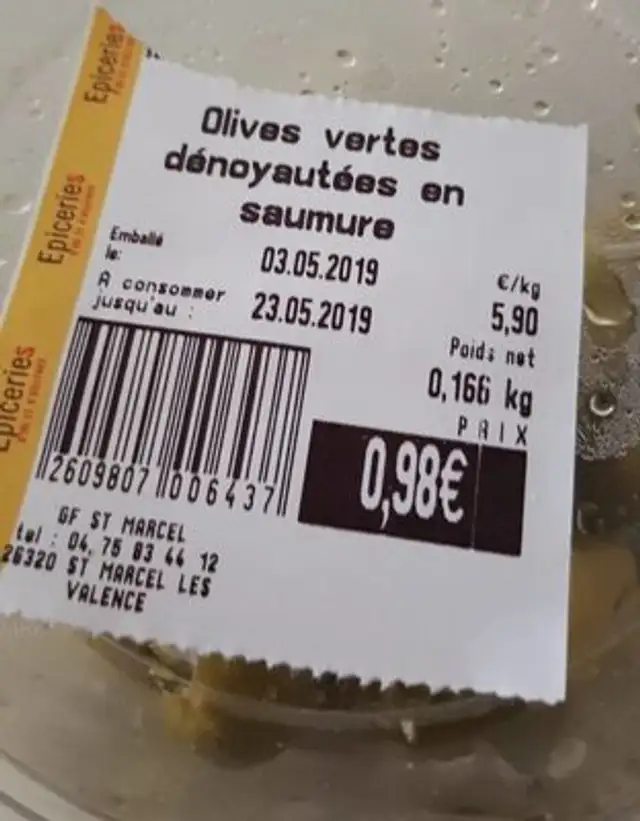 Olives vertes dénoyautées