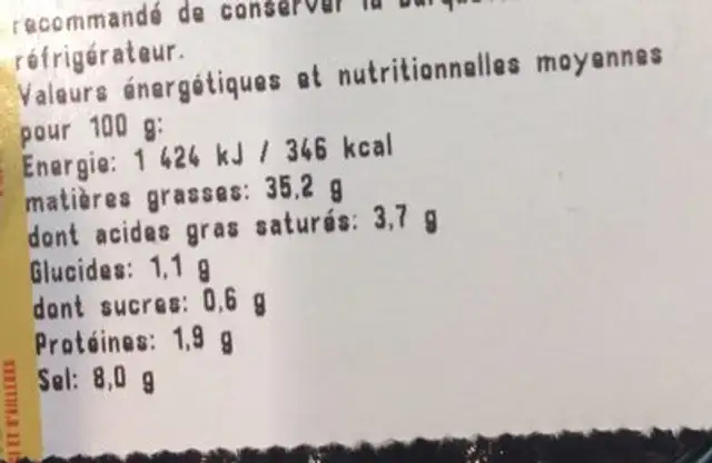 Olives noir a la grecque ingredients label