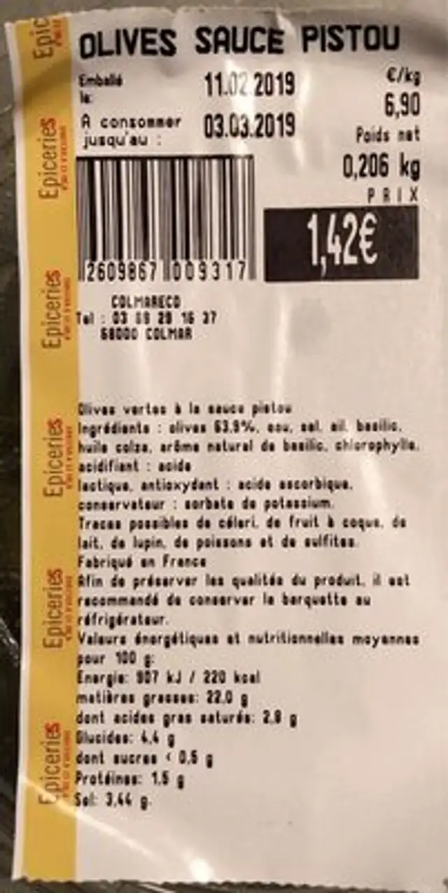 Olives sauce pistou