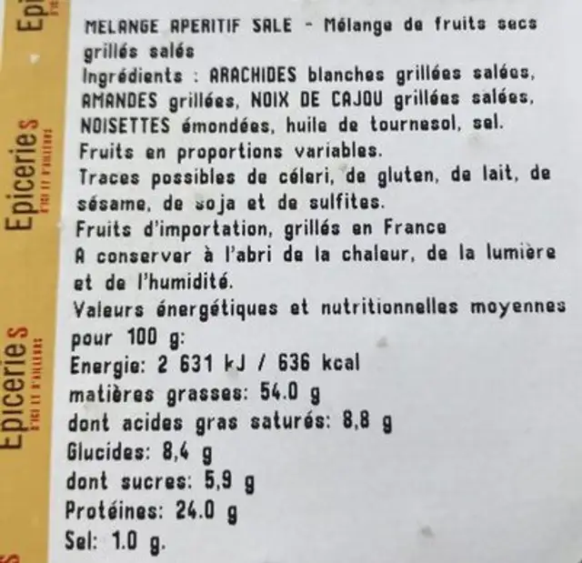 Melange aperitf sale ingredients label