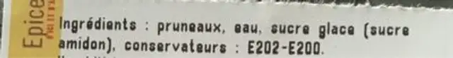 Specialite de pruneau ingredients label