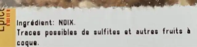 Noix ingredients label