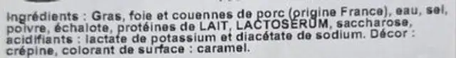 Terrine de campagne ronde ingredients label