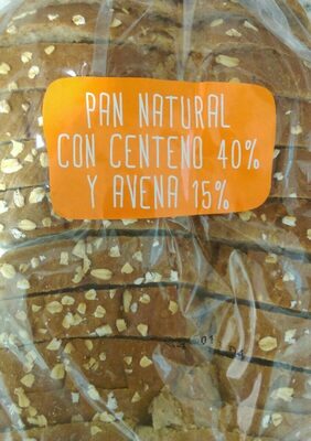 Pan natural centeno 40% y avena 15% front packaging