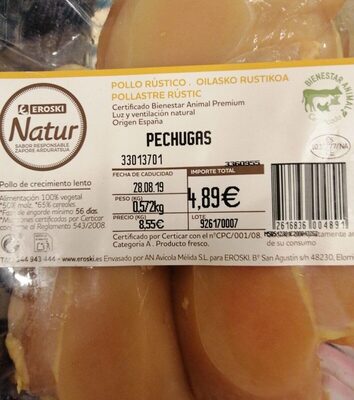 Pechugas de pollo rustico front packaging