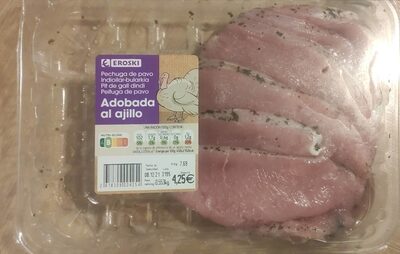 Pechuga de pavo adobada al ajillo front packaging