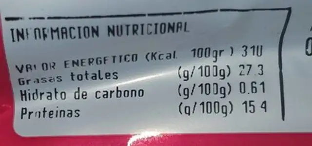 Salchicha cocida blanca nutrition facts table