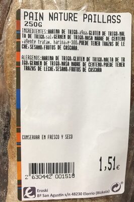 Pain nature paillass